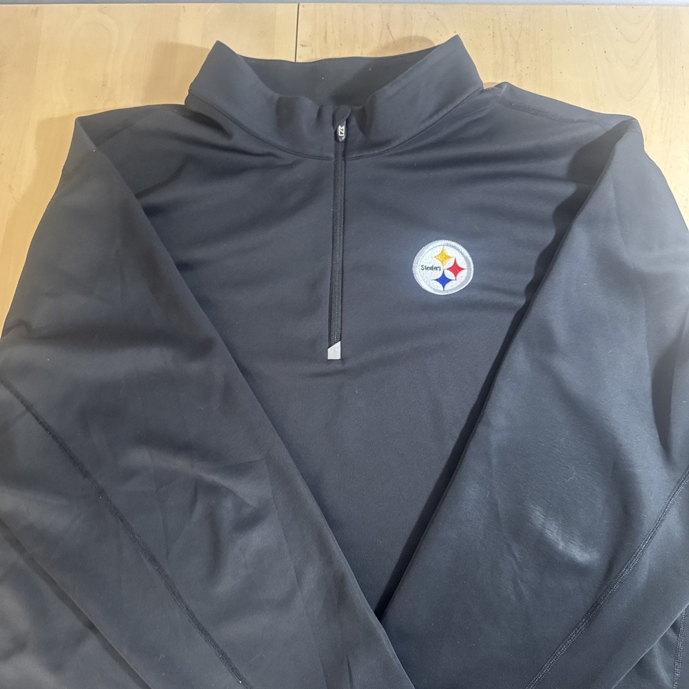 Cutter‎ & Buck Pittsburgh Steelers Black 1/4 Zip Pullover Men's 4XB Lightweight